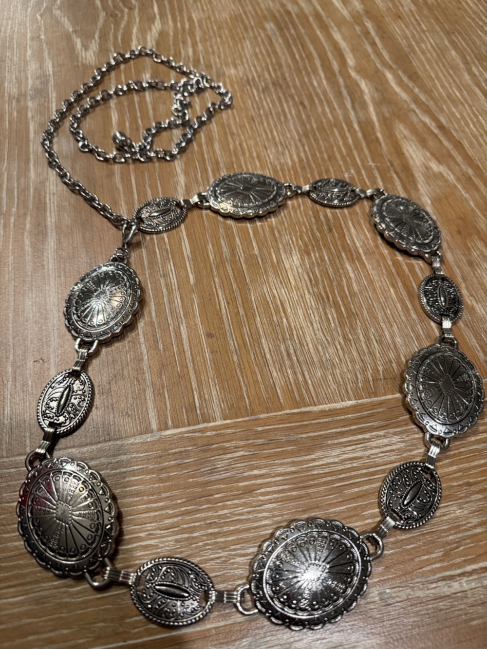 Antique Silver Chain Belt, Boho, Festival 26 inches plus chain 32 inches
